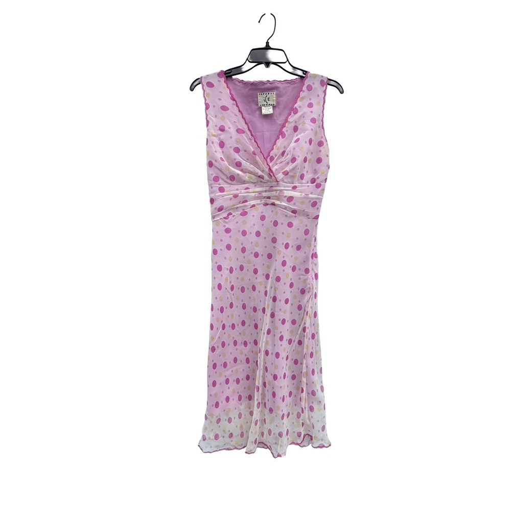 vintage pink polka dot silk slip dress y2k - Picture 3 of 12